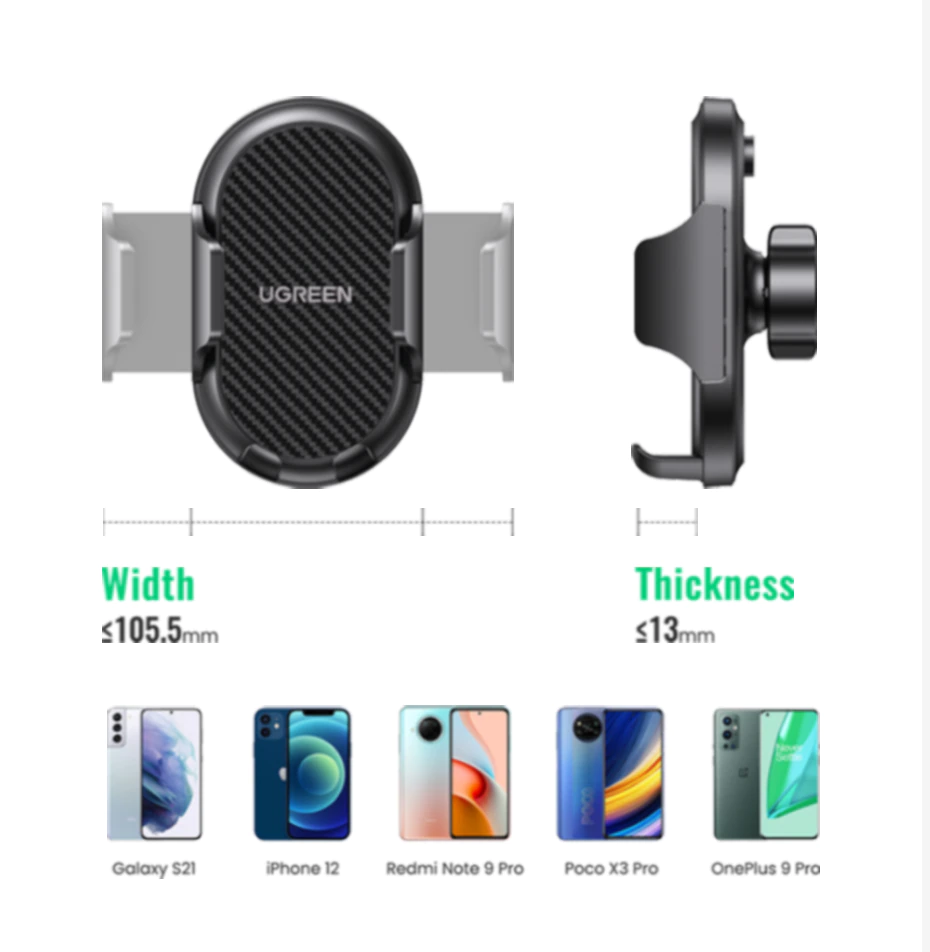 Ugreen Waterfall-shaped Suction Cup Phone Mount Black 20473