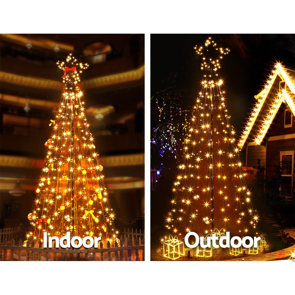 Jingle Jollys Christmas Tree 2.1m 264 Led Xmas Trees Solar Power Warm White