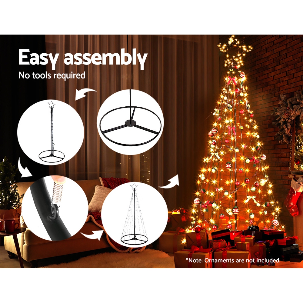 Jingle Jollys Christmas Tree 2.1m 264 Led Xmas Trees Solar Power Warm White