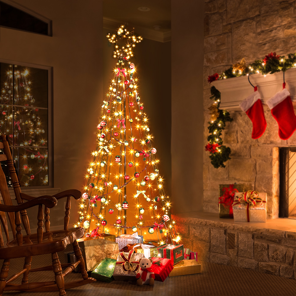 Jingle Jollys Christmas Tree 2.1m 264 Led Xmas Trees Solar Power Warm White
