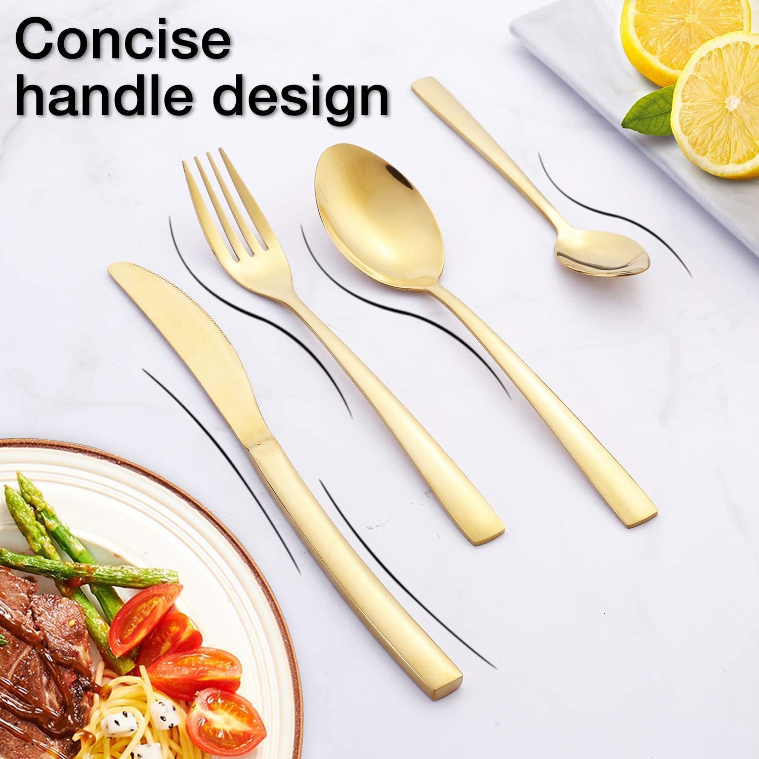 24-piece Stainless Steel Gold Set Knife Fork Spoon Flatware Set Cutlery Set Mirror Finish