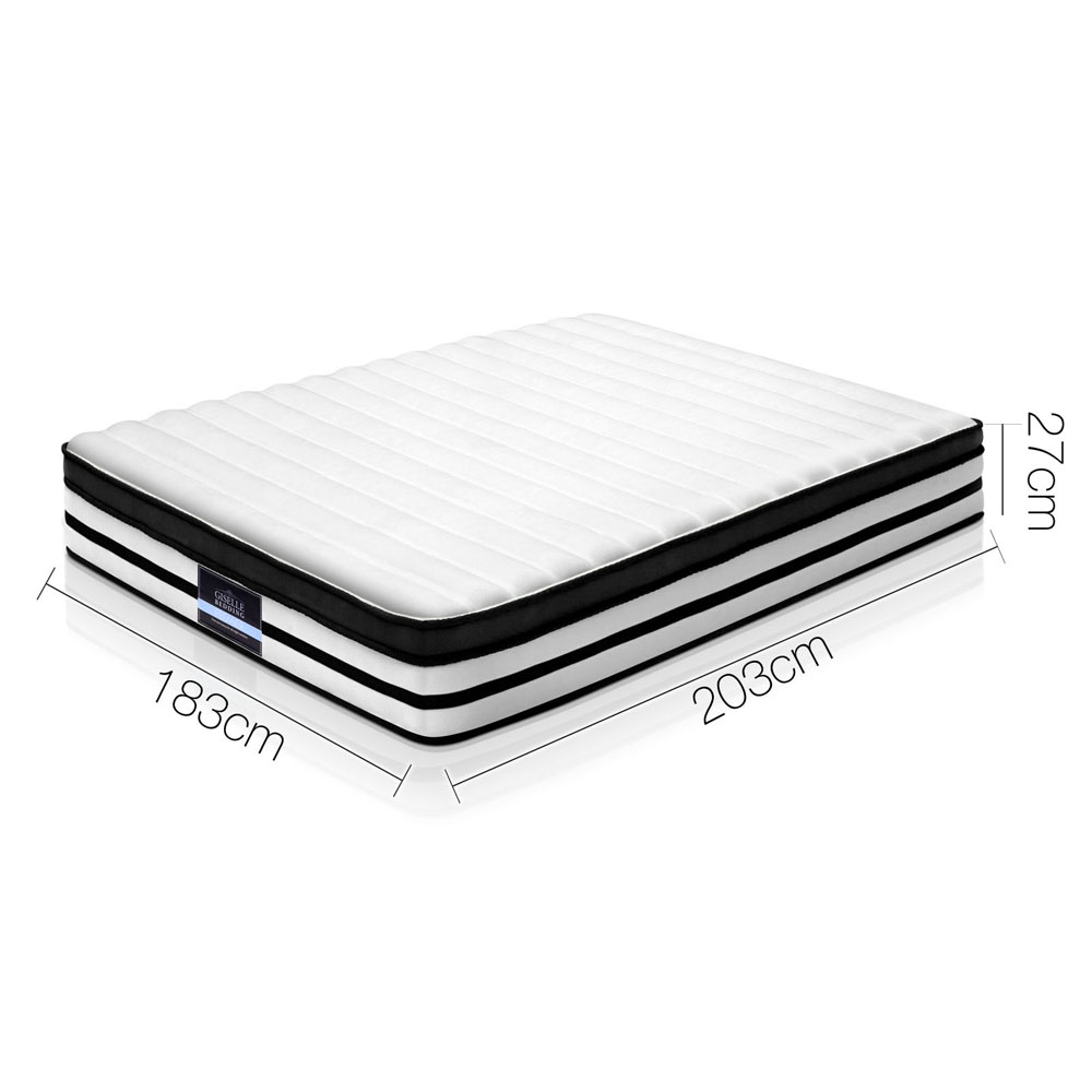 Giselle King Mattress Size Bed Euro Top 5 Zone Pocket Spring Plush Foam 27cm
