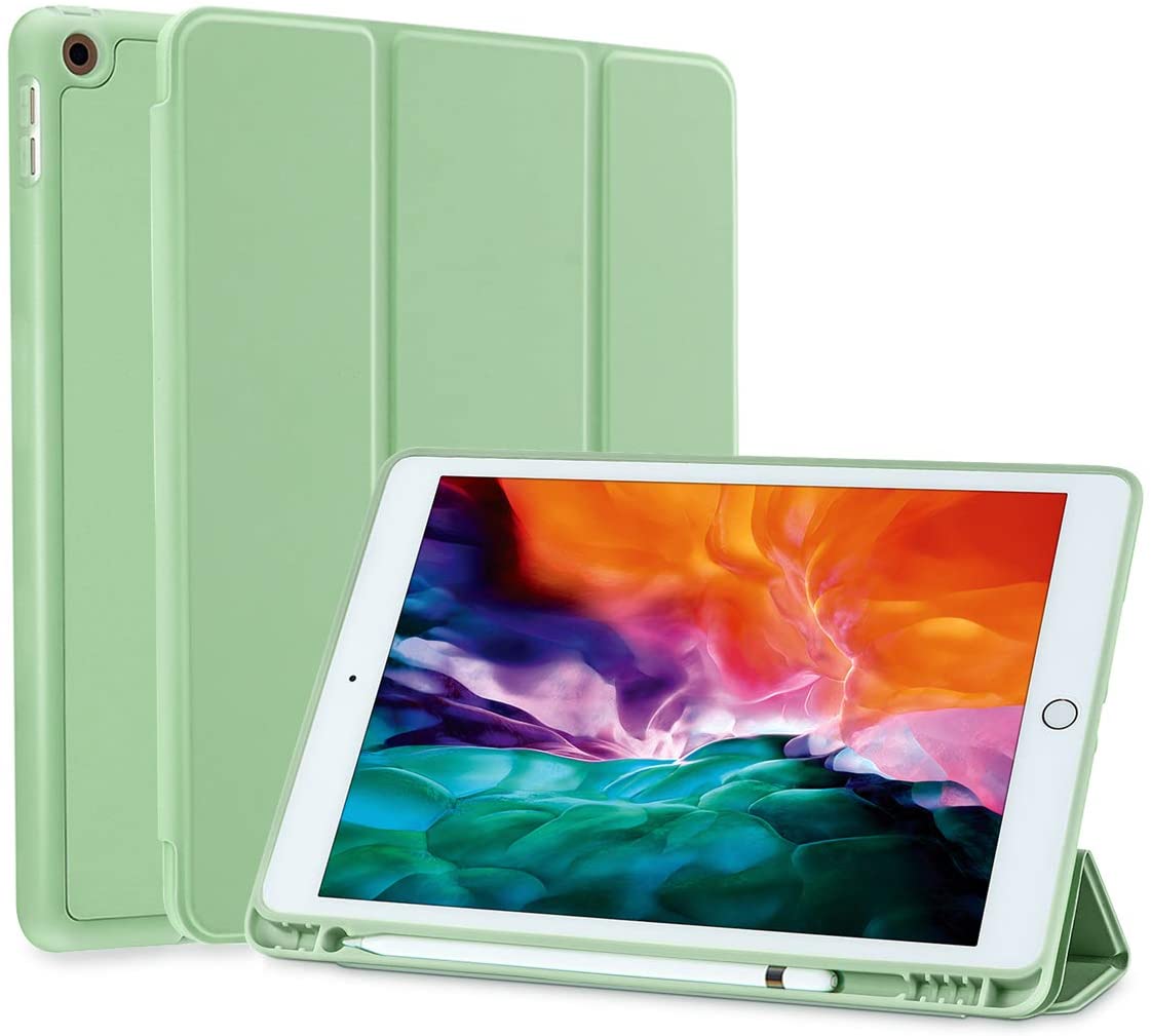 Ipad 10.2 2019 7th Pencil Holder Slim Smart Tpu Soft Case Green