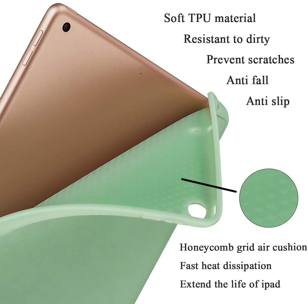 Ipad 10.2 2019 7th Pencil Holder Slim Smart Tpu Soft Case Green