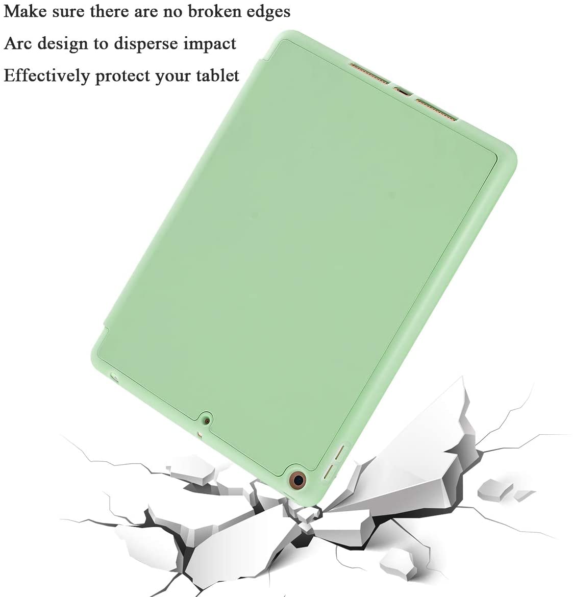 Ipad 10.2 2019 7th Pencil Holder Slim Smart Tpu Soft Case Green