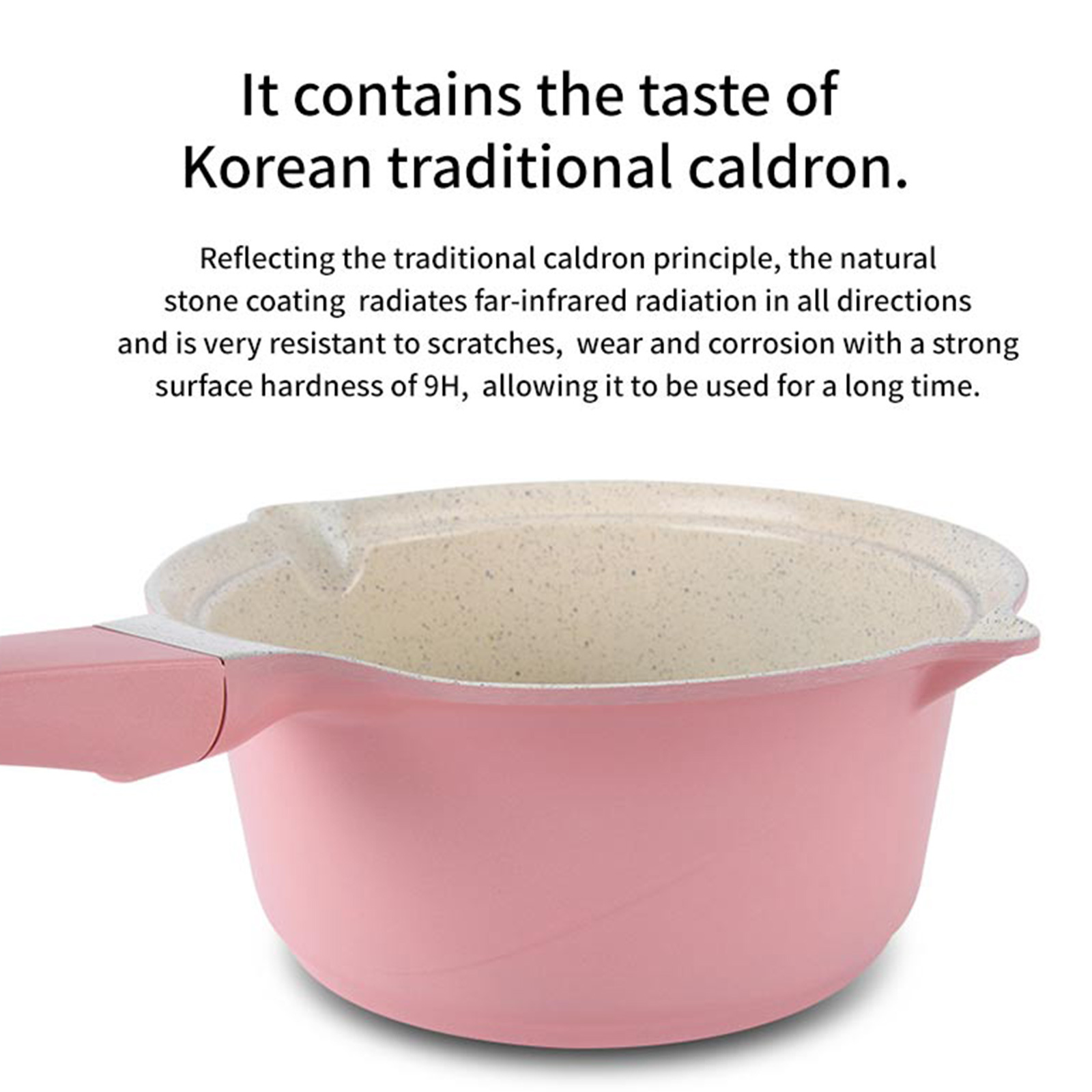 Happy Lambs 16cm Pink Sauce Pot Frying Pan W a Lid Set Non-stick Stone Induction Ih Frypan