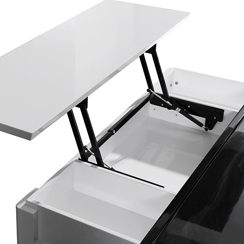 Coffee Table High Gloss Finish Lift Up Top Mdf Black and White Colour Interior Storage
