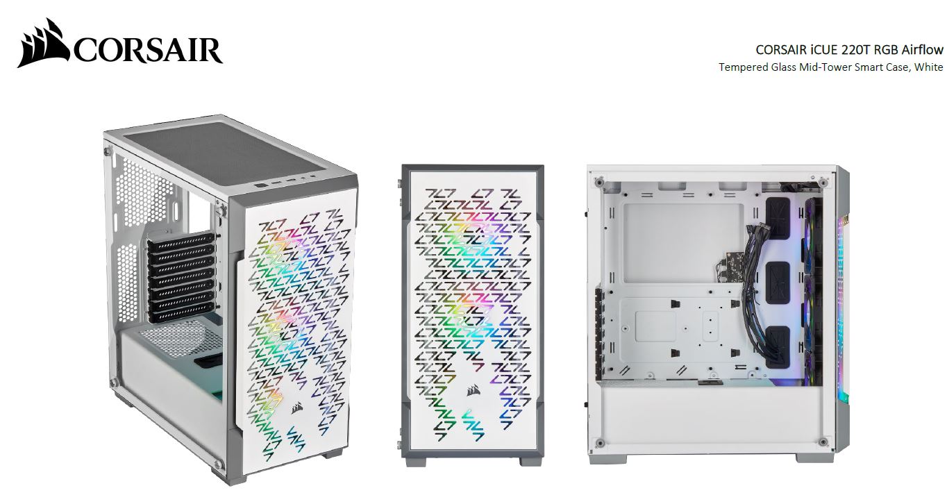 Corsair Icue 220t Rgb Airflow Smart Atx Matx Mini-itx Case - White. S