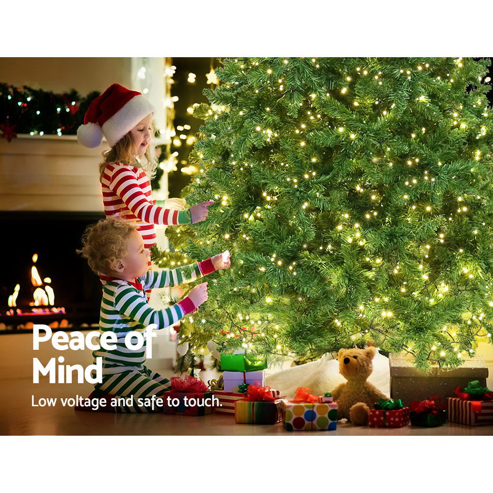 Jingle Jollys Christmas Tree 2.4m With 1488 Led Lights Warm White Green