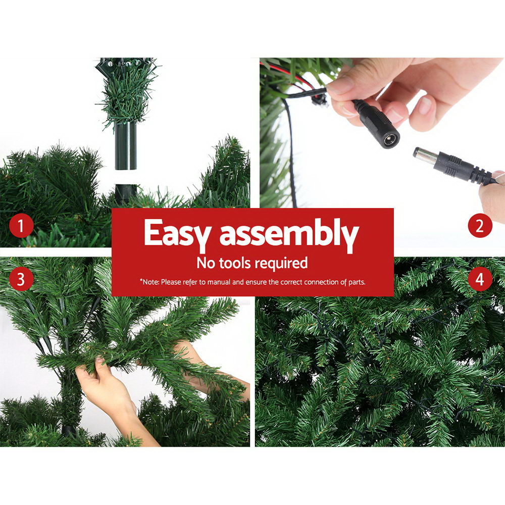 Jingle Jollys Christmas Tree 2.4m With 1488 Led Lights Warm White Green