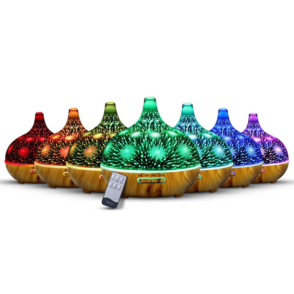 Devanti Aroma Aromatherapy Diffuser 3d Led Night Light Firework Air Humidifier Purifier 400ml Remote Control