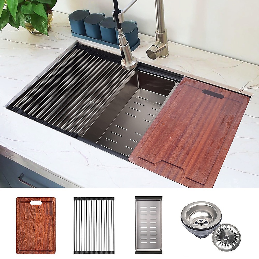Brienz 32-inch Nano Workstation Ledge Undermount 16 Gauge Stainless Steel Kitchen Sink Single Bowl