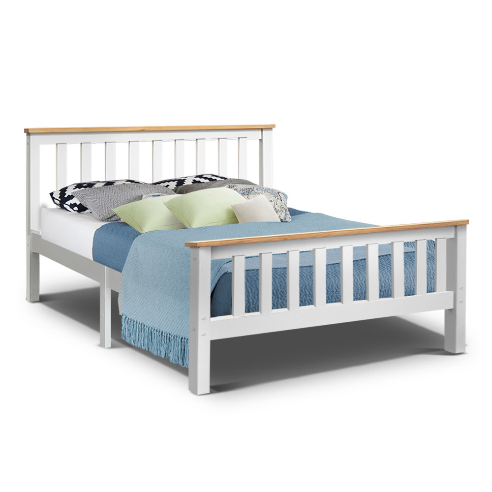 Artiss Double Full Size Wooden Bed Frame Pony Timber Mattress Base Bedroom Kids