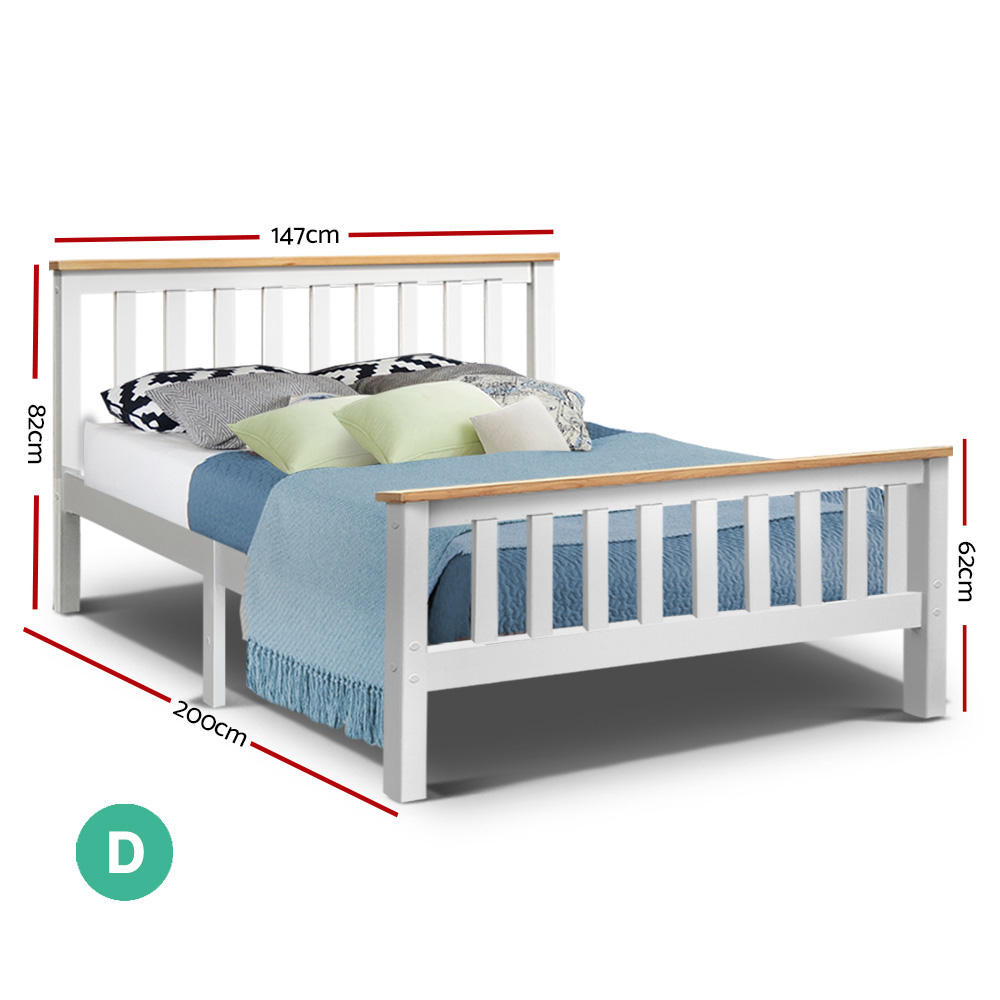 Artiss Double Full Size Wooden Bed Frame Pony Timber Mattress Base Bedroom Kids