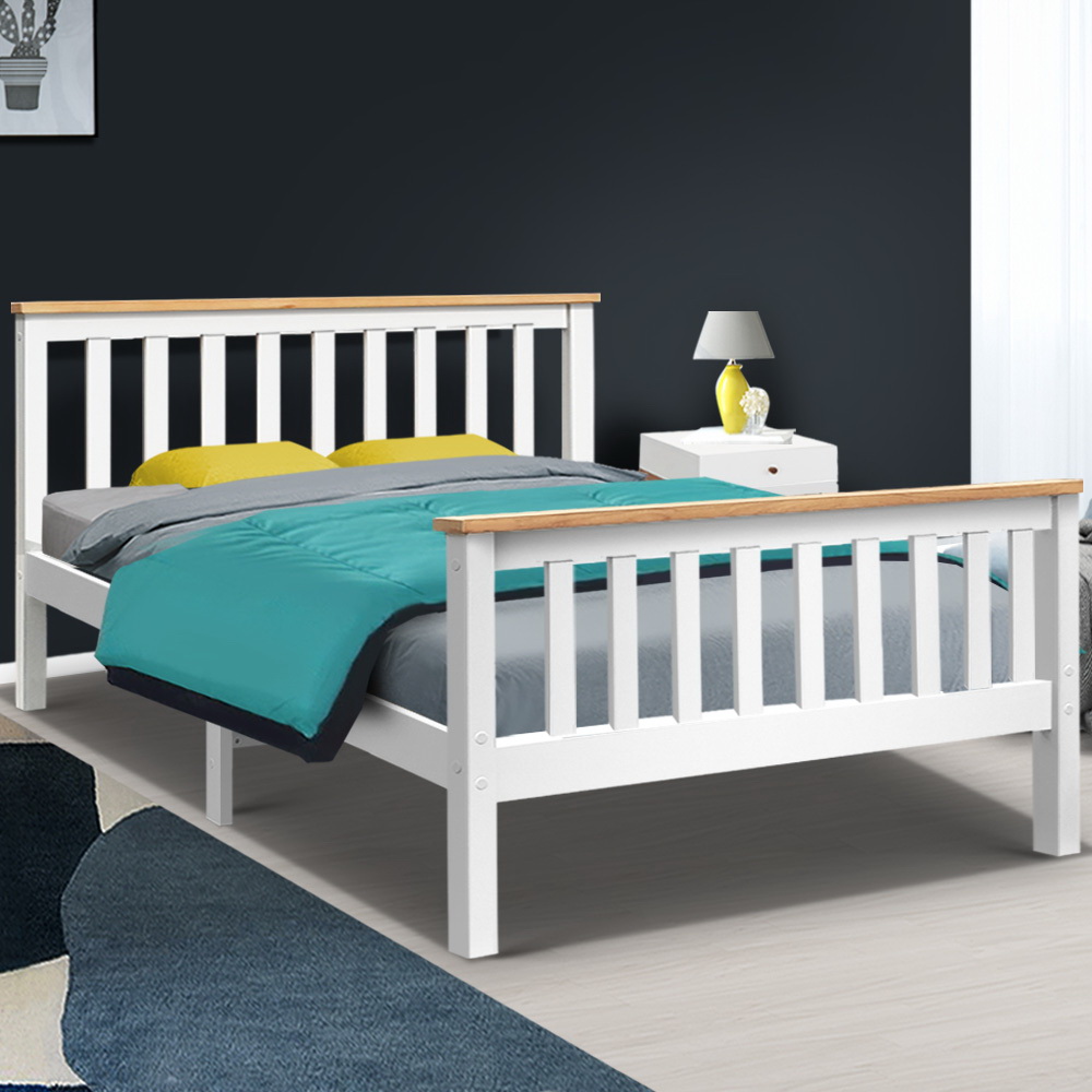 Artiss Double Full Size Wooden Bed Frame Pony Timber Mattress Base Bedroom Kids