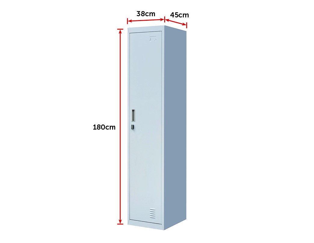 Padlock-operated Lock One-door Office Gym Shed Clothing Locker Cabinet Grey