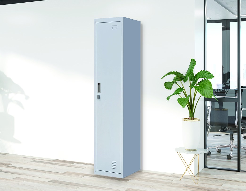 Padlock-operated Lock One-door Office Gym Shed Clothing Locker Cabinet Grey
