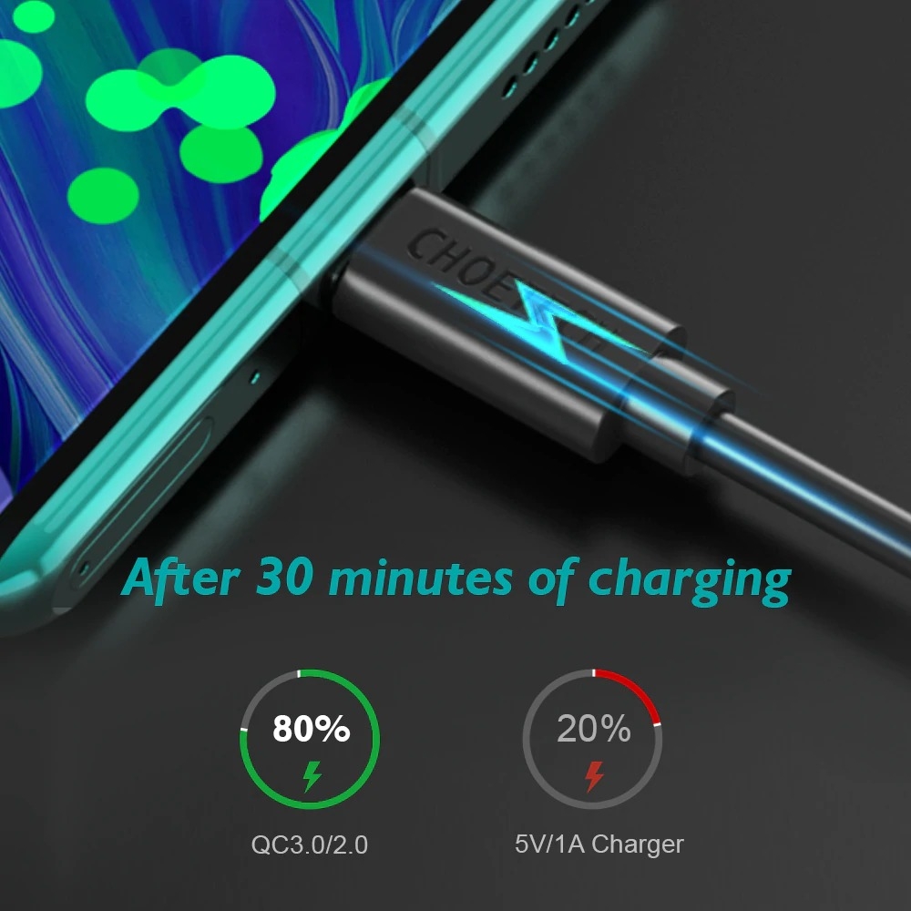 Choetech Ac0001 Usb-a to Usb-c Charge and Sync Cable 0.5m Black