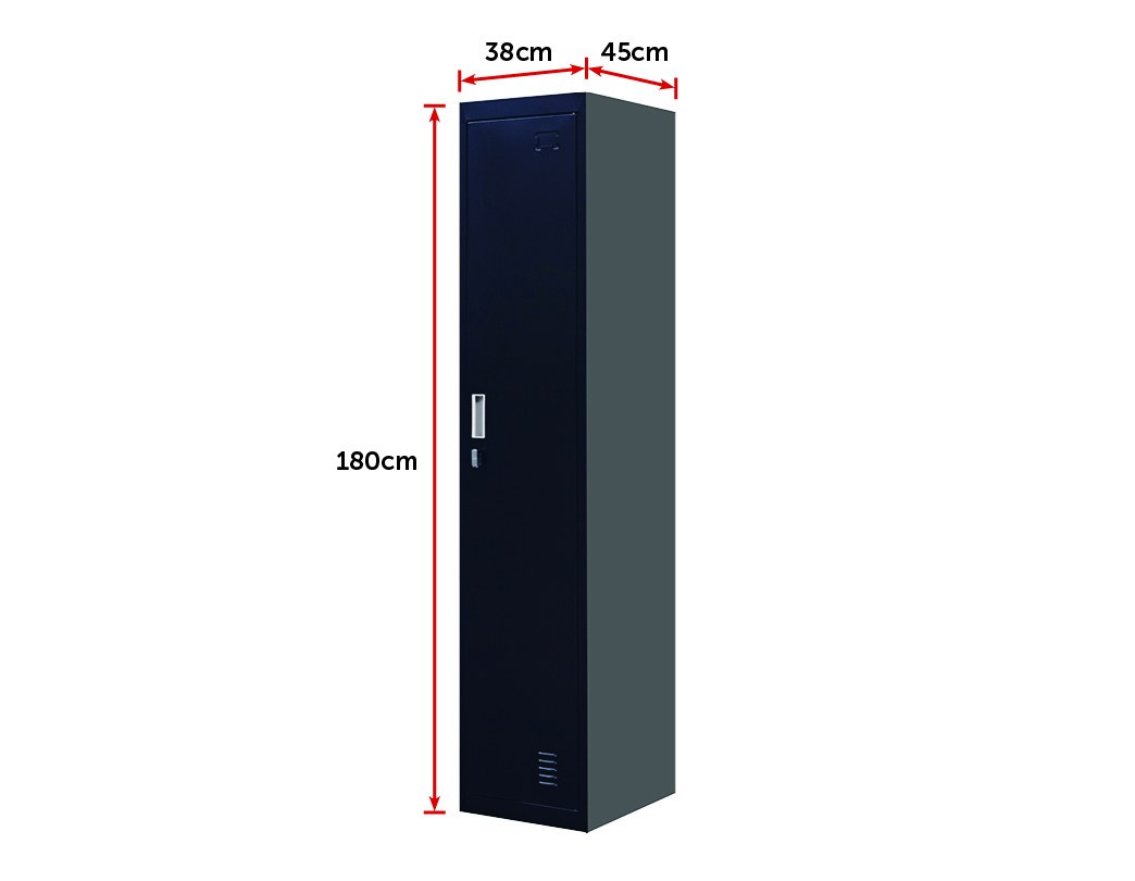 Padlock-operated Lock One-door Office Gym Shed Clothing Locker Cabinet Black