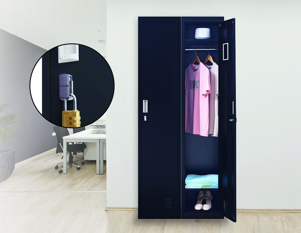 Padlock-operated Lock One-door Office Gym Shed Clothing Locker Cabinet Black