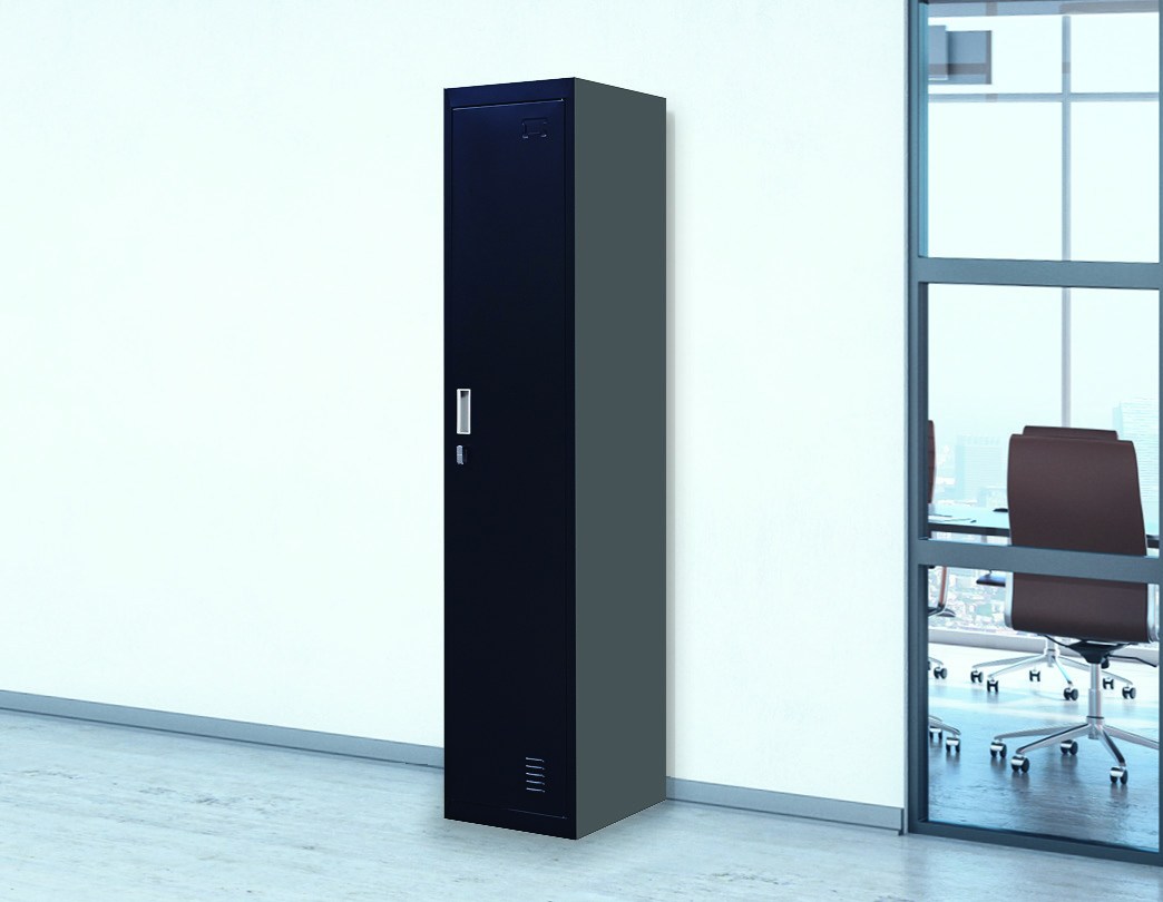 Padlock-operated Lock One-door Office Gym Shed Clothing Locker Cabinet Black