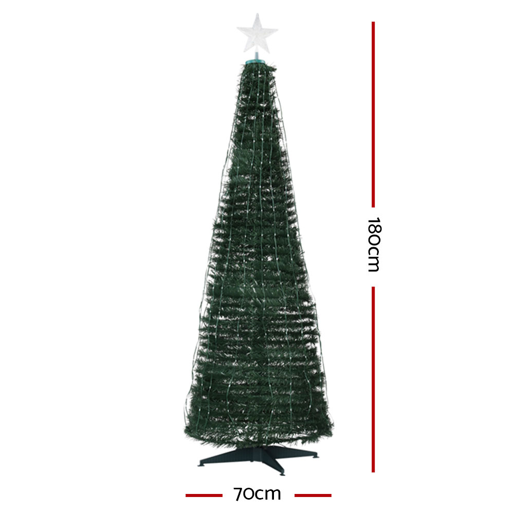 Jingle Jollys Christmas Tree 1.8m 298 Led Xmas Multi Colour Lights Optic Fibre