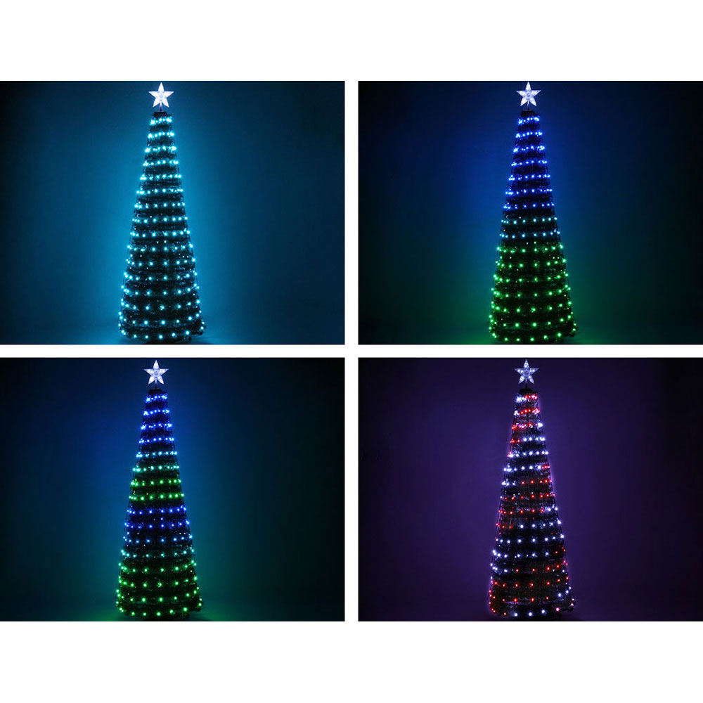 Jingle Jollys Christmas Tree 1.8m 298 Led Xmas Multi Colour Lights Optic Fibre
