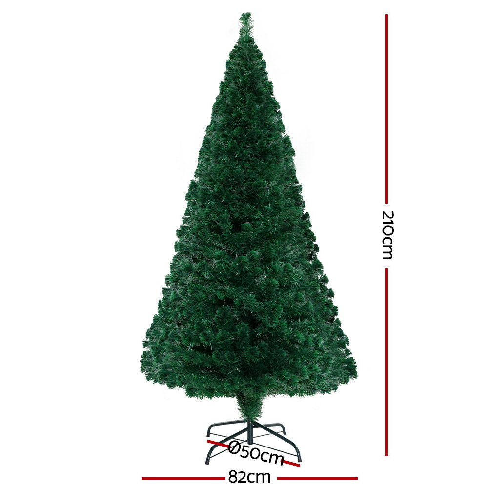 Jingle Jollys Christmas Tree 2.1m Led Xmas Trees Optic Fibre Warm White