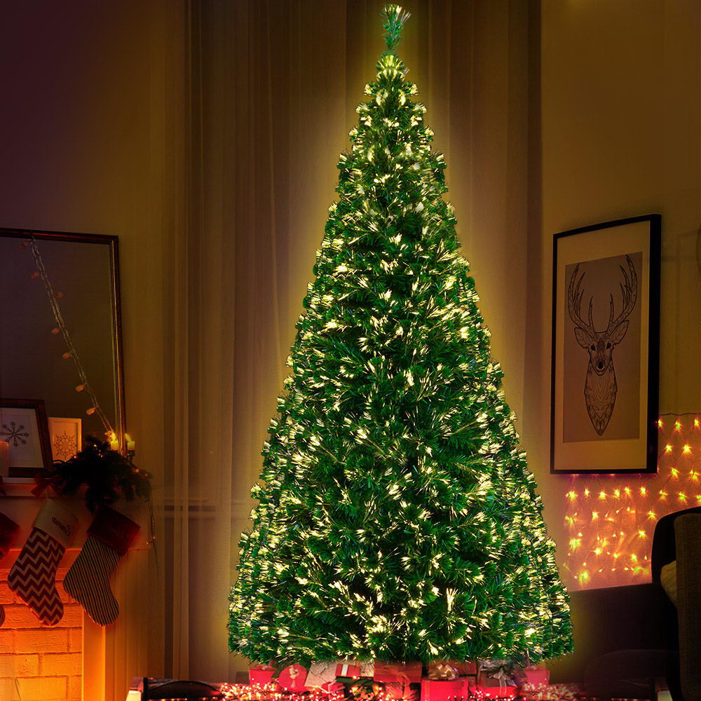 Jingle Jollys Christmas Tree 2.1m Led Xmas Trees Optic Fibre Warm White