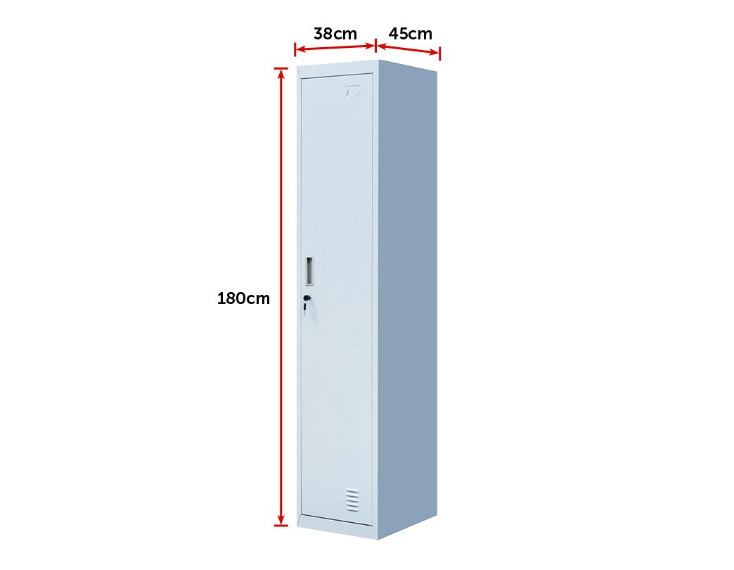 Standard Lock One-door Office Gym Shed Clothing Locker Cabinet Grey