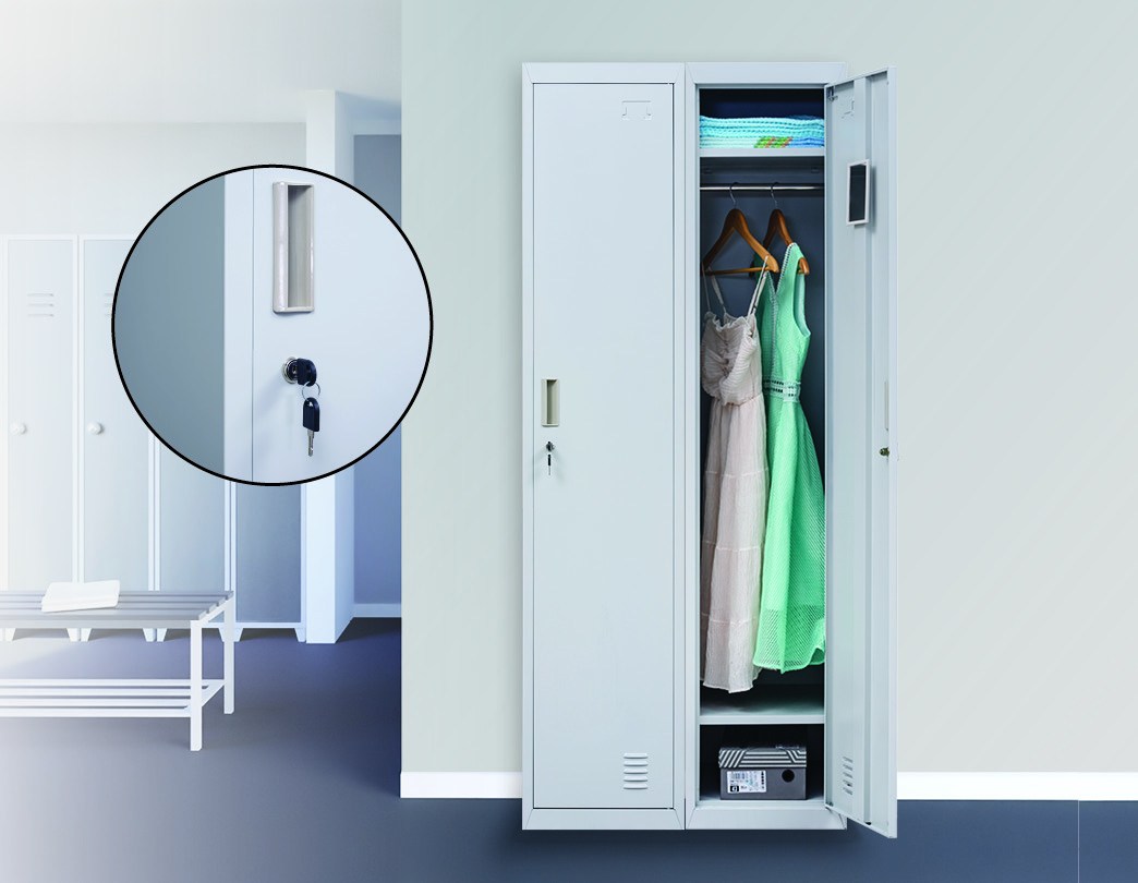 Standard Lock One-door Office Gym Shed Clothing Locker Cabinet Grey