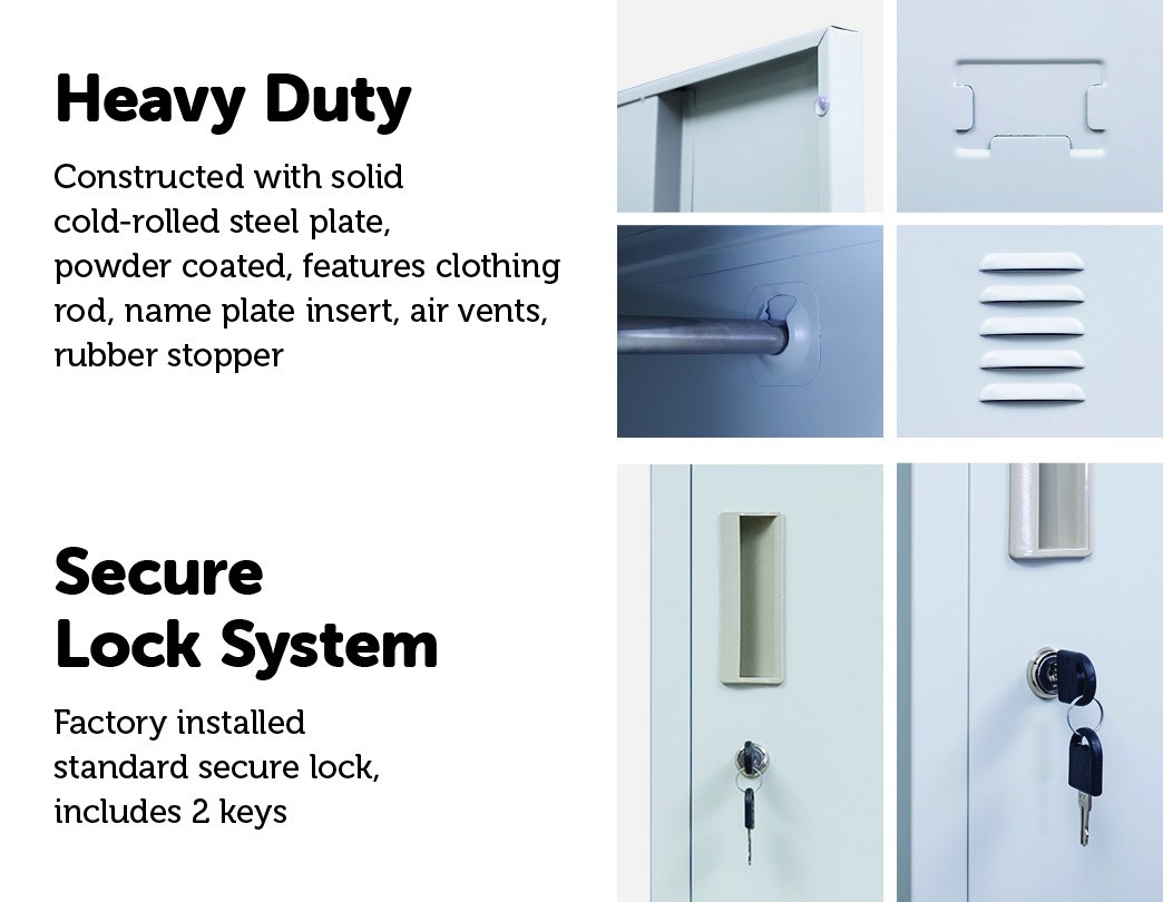 Standard Lock One-door Office Gym Shed Clothing Locker Cabinet Grey