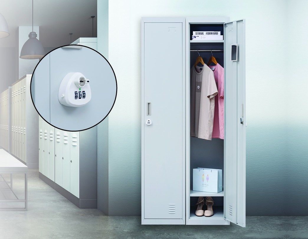 3-digit Combination Lock One-door Office Gym Shed Clothing Locker Cabinet Grey