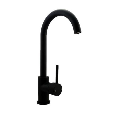 Euro Nero Classic Round Matte Black Kitchen Sink Mixer 1 item