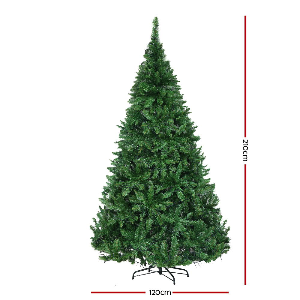 Jingle Jollys Christmas Tree 2.1m With 1134 Led Lights Warm White Green