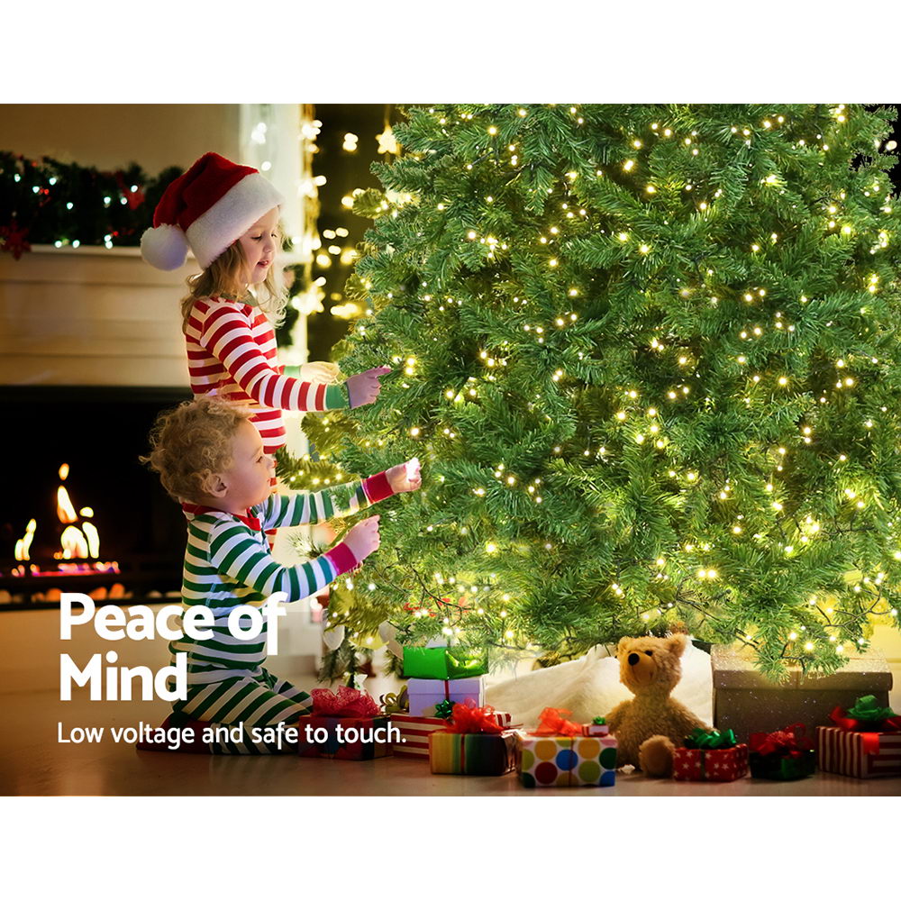 Jingle Jollys Christmas Tree 2.1m With 1134 Led Lights Warm White Green