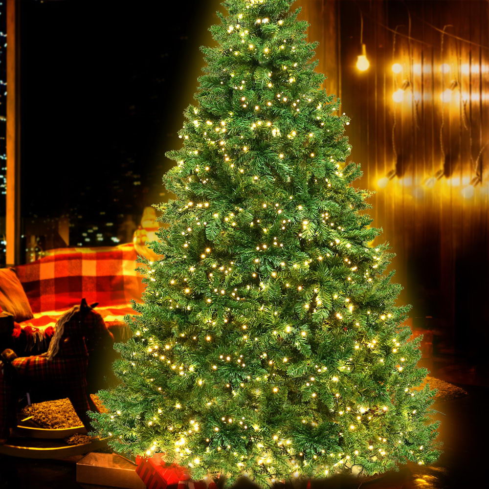 Jingle Jollys Christmas Tree 2.1m With 1134 Led Lights Warm White Green