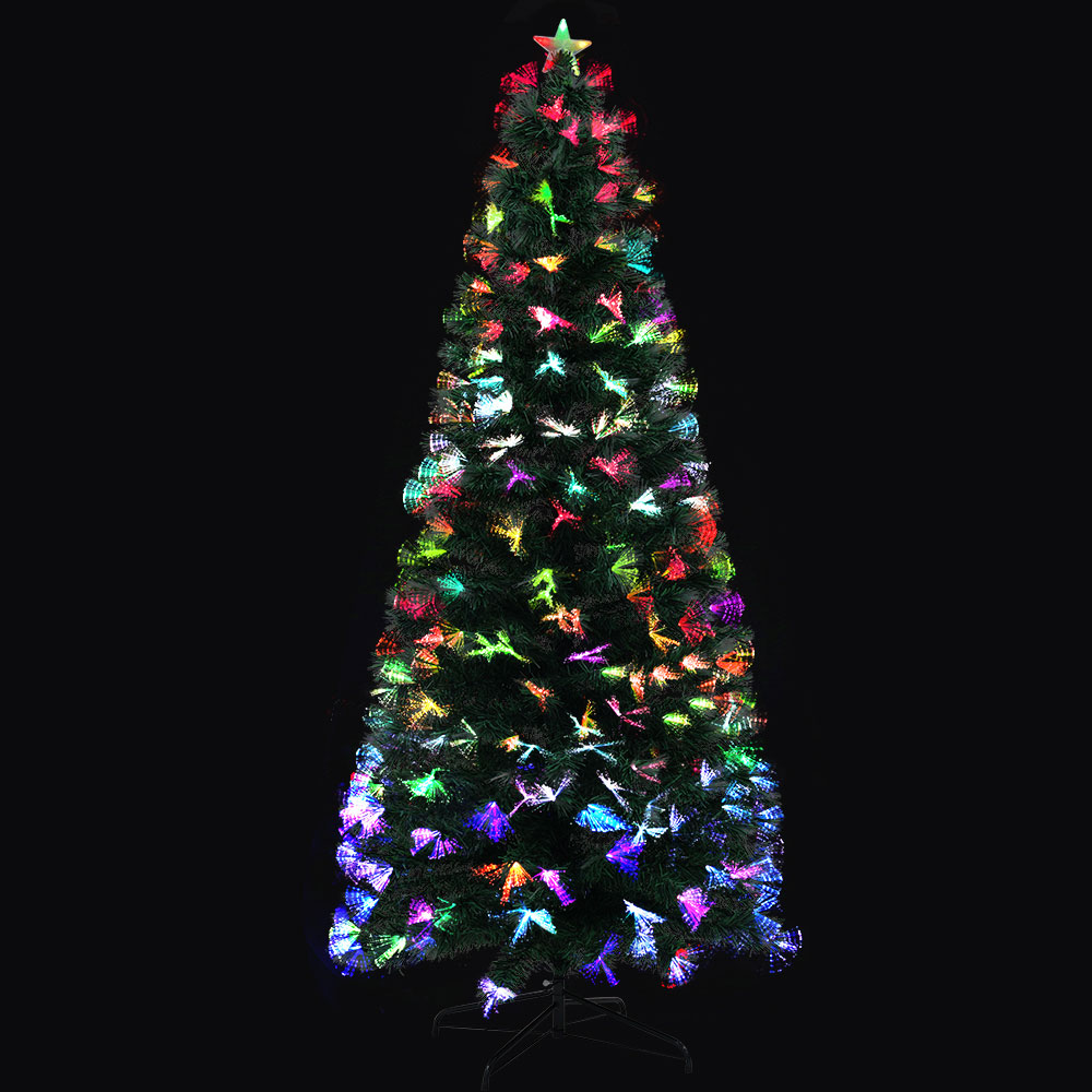 Jingle Jollys Christmas Tree 2.1m 7ft Led Xmas Multi Colour Lights Optic Fibre