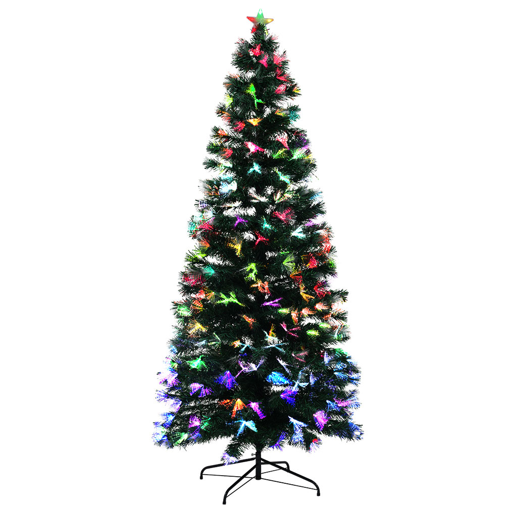 Jingle Jollys Christmas Tree 2.1m 7ft Led Xmas Multi Colour Lights Optic Fibre