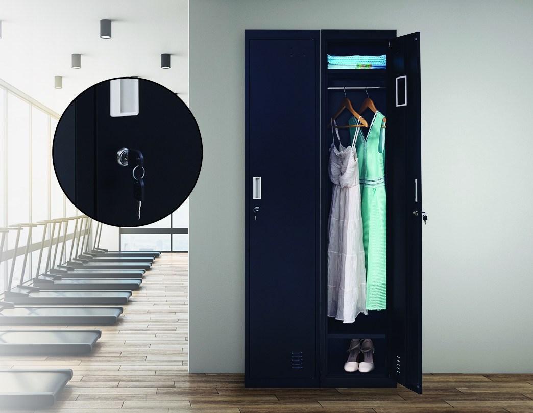 Standard Lock One-door Office Gym Shed Clothing Locker Cabinet Black