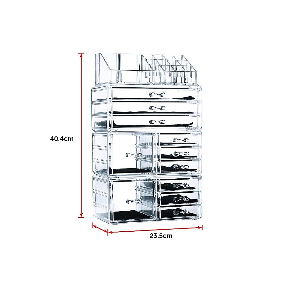 11 Drawers Clear Acrylic Tower Organiser Cosmetic Jewellery Luxury Storage Cabinet
