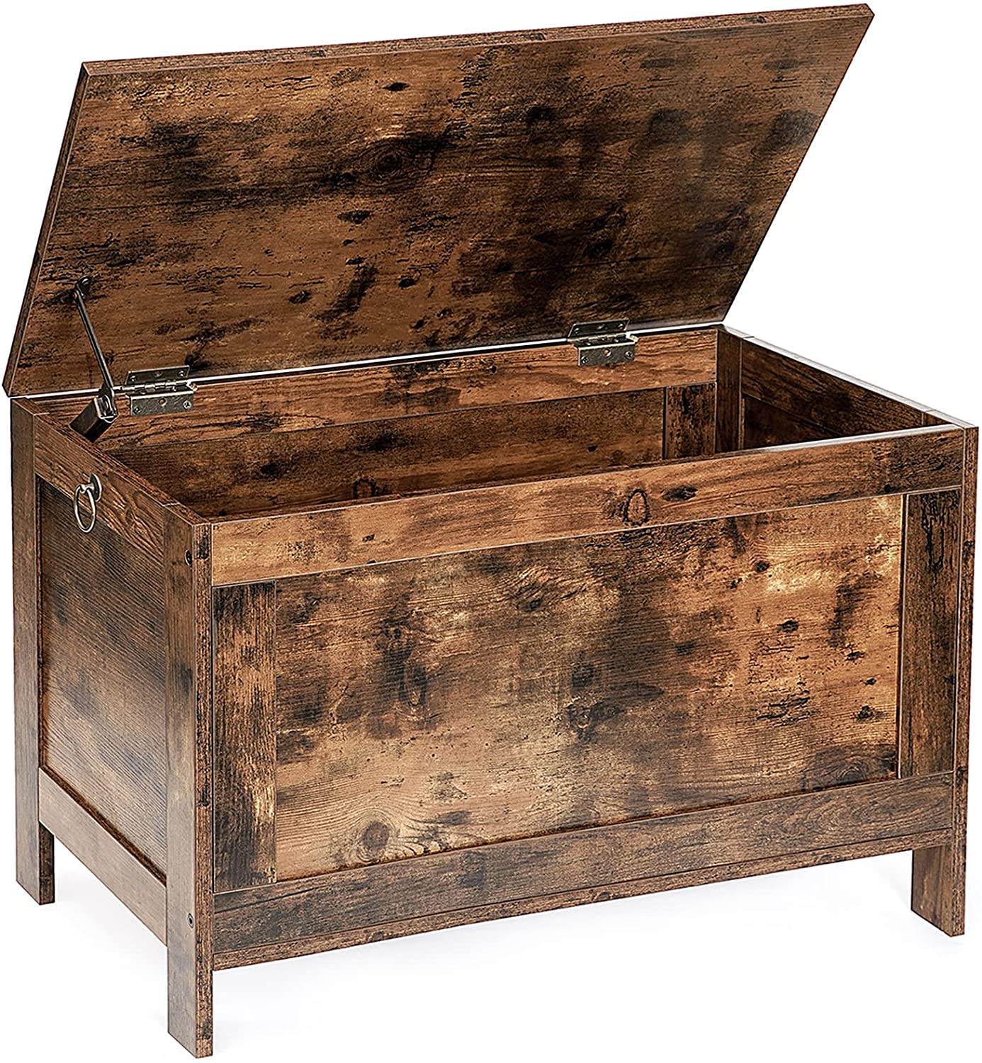 Wooden Sturdy Entryway Storage Bench With Safety Hinge