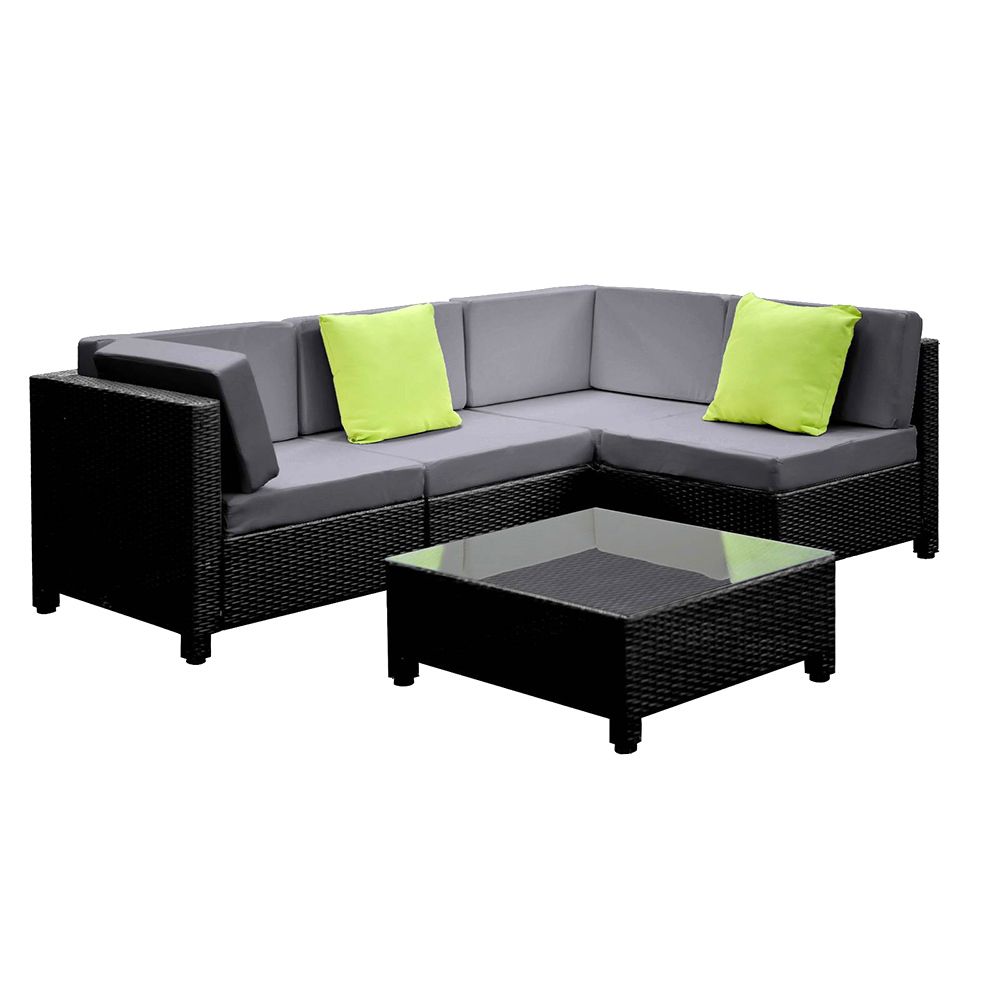 Gardeon 5pc Outdoor Furniture Sofa Set Lounge Setting Wicker Couches Garden Patio Pool
