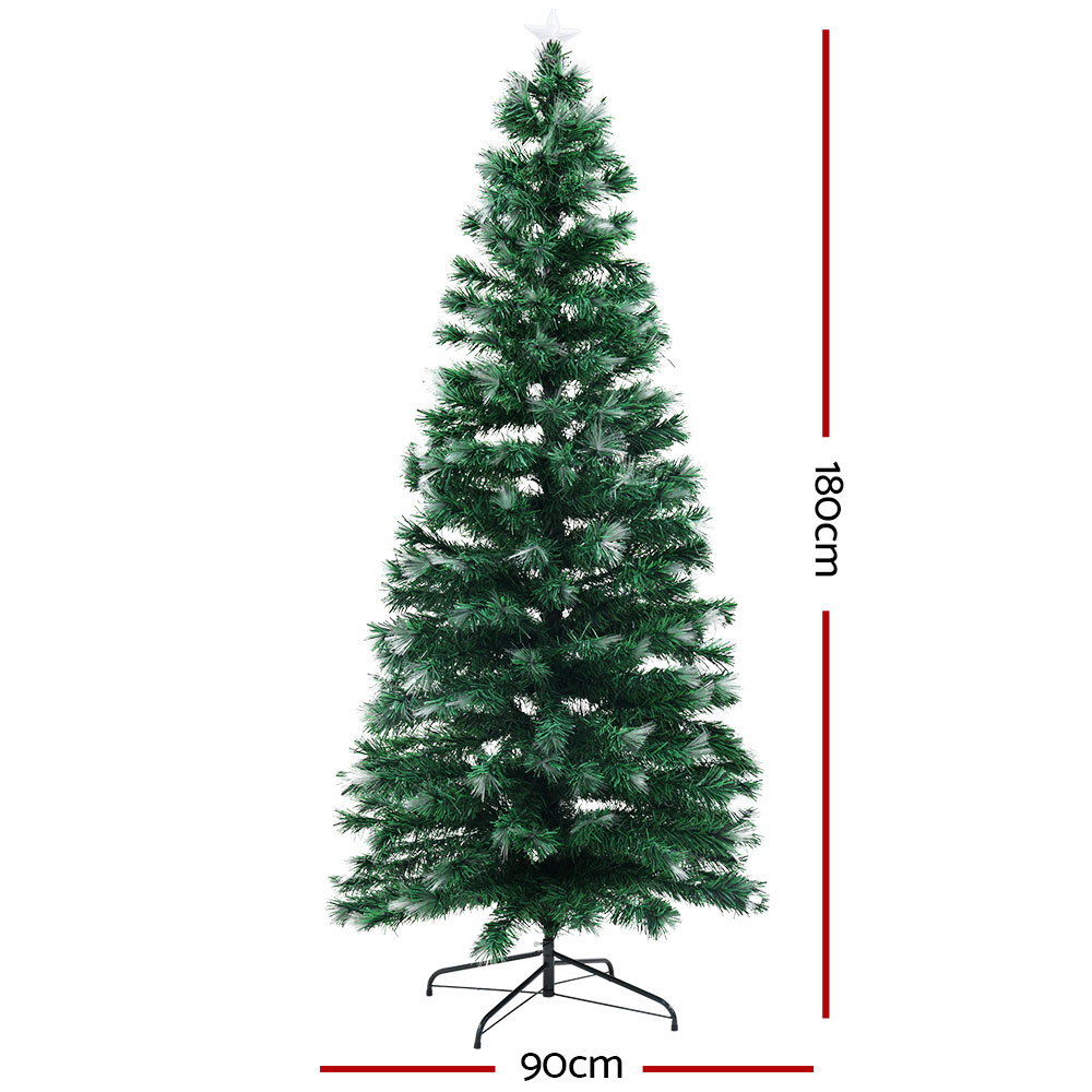 Jingle Jollys Christmas Tree 1.8m 6ft Led Xmas Multi Colour Lights Optic Fibre