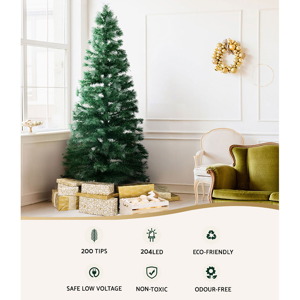 Jingle Jollys Christmas Tree 1.8m 6ft Led Xmas Multi Colour Lights Optic Fibre