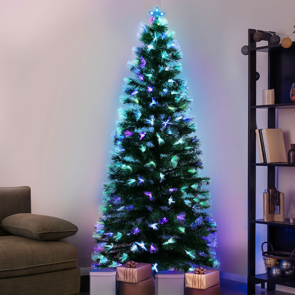 Jingle Jollys Christmas Tree 1.8m 6ft Led Xmas Multi Colour Lights Optic Fibre