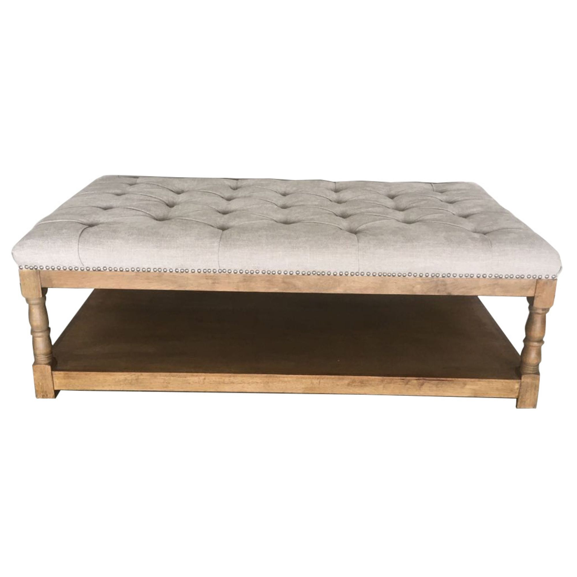 Rosebud Ottoman Bed End Chair Seat Tufted Fabric Seat Storage Foot Stools -beige