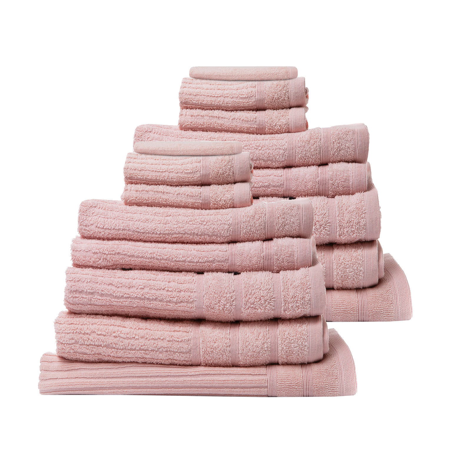 Royal Comfort 16 Piece Egyptian Cotton Eden Towel Set 600gsm Luxurious Absorbent - Blush