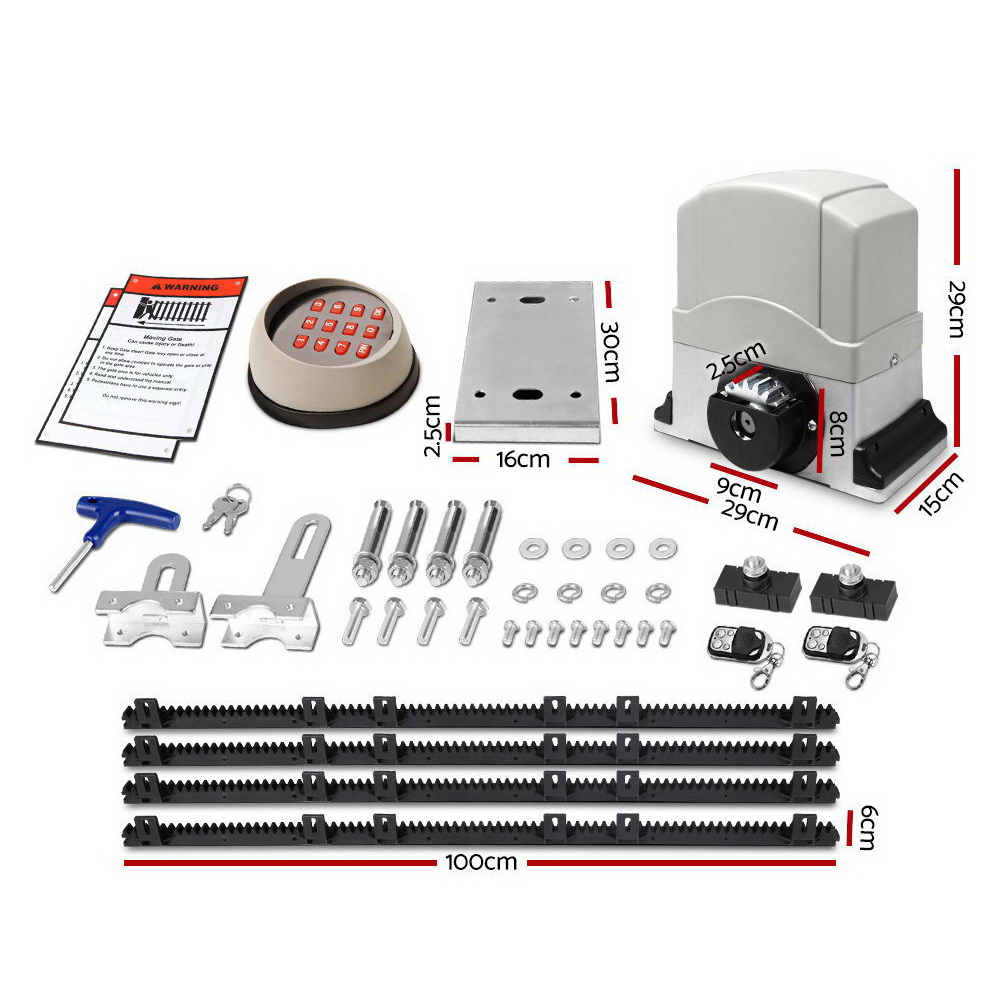 Auto Electric Sliding Gate Opener 1200kg Keypad 4m Rails