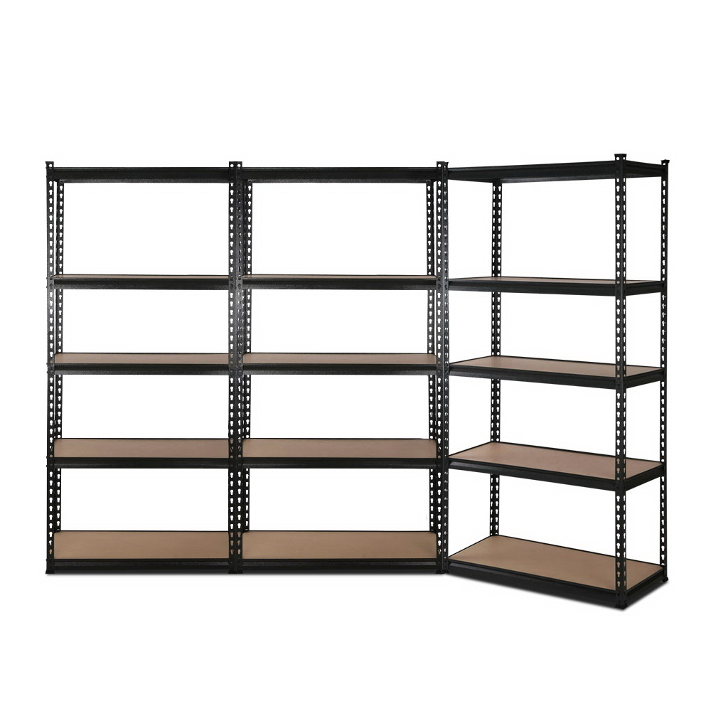 3x1.8m 5-shelves Steel Warehouse Shelving Racking Garage Storage Rack Black